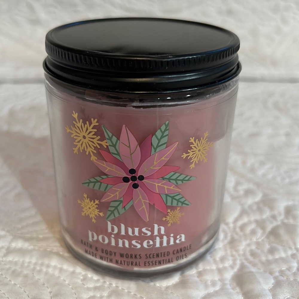 Bath &‎ Body Works Blush Poinsettia single wick candle, new